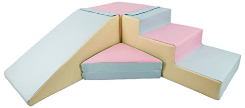 Velinda 4 Großbausteine Schaumstoffbausteine Spielbausteine Bauklötze Rutsche-Set (Farbe: pink, blau, gelb (Pastell))