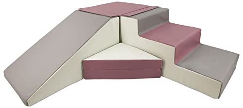 Velinda 4 Großbausteine Schaumstoffbausteine Spielbausteine Bauklötze Rutsche-Set (Farbe: weiß, grau, violett)