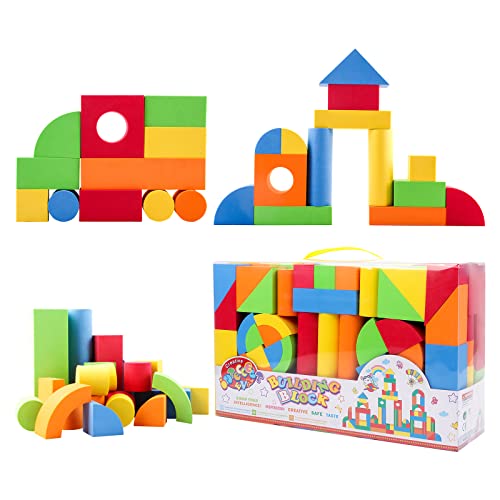 deAO Riesige Bausteine aus Schaumstoff Spielzeug für das kreative Lernen von Kindern Set von 131 Stück