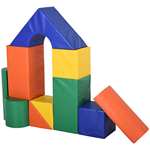 HOMCOM Bausteinset Schaumstoff Bausteine Bauklötze Bauspielzeug für Jungen und Mädchen Schaumstoffblöcke für 1–3 Jahre alt Kinder 11er-Set PU EPE