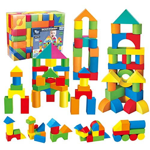 Pairez Toys Bausteine Schaumstoff, 138 Stück weiches Stapelbauklötze-Spielzeugset, frühes Lern-Konstruktionsspielzeug & Geschenke für Kinder, Jungen & Mädchen 18+ Monate, 2-3 Jahre